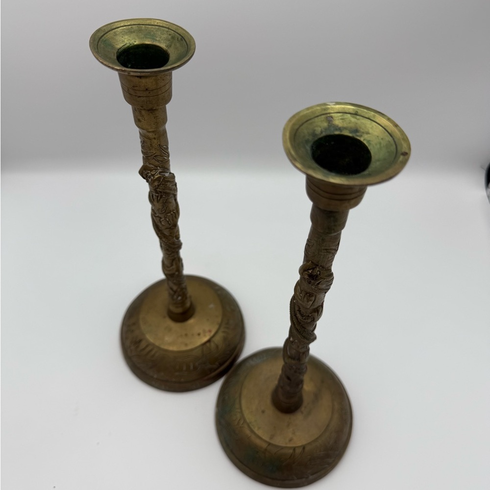 Antique Chinese Elegant Gold Candle Holders